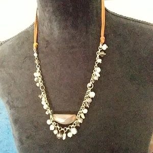 DR176.   Pretty Brown Beaded Tie Necklace
